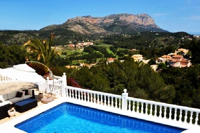 The paradise-like pool-terrace with breathtaking views to the Montgó Massiv