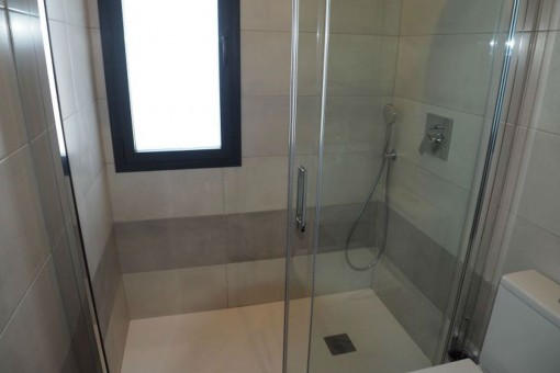Roomy bathroom with shower