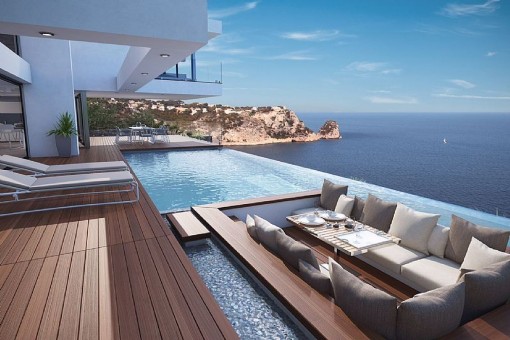 Infinity pool with integrated lounge